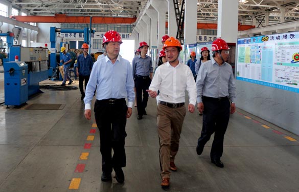 2016年5月6日，，，，，，江苏省法制办主任于爱荣在集团总司理丁志鸿陪同下旅行生产现场