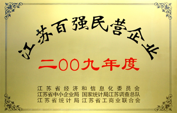 mg不朽情缘荣获2009年度“江苏百强民营企业”
