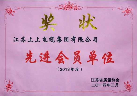 mg不朽情缘集团荣获江苏省质量协会2013年度“先进会员单位”称呼